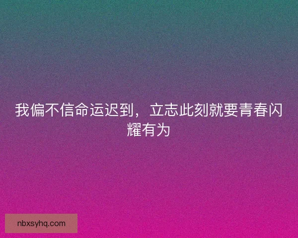我偏不信命运迟到，立志此刻就要青春闪耀有为