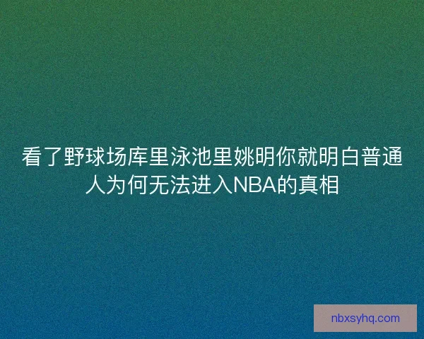 看了野球场库里泳池里姚明你就明白普通人为何无法进入NBA的真相