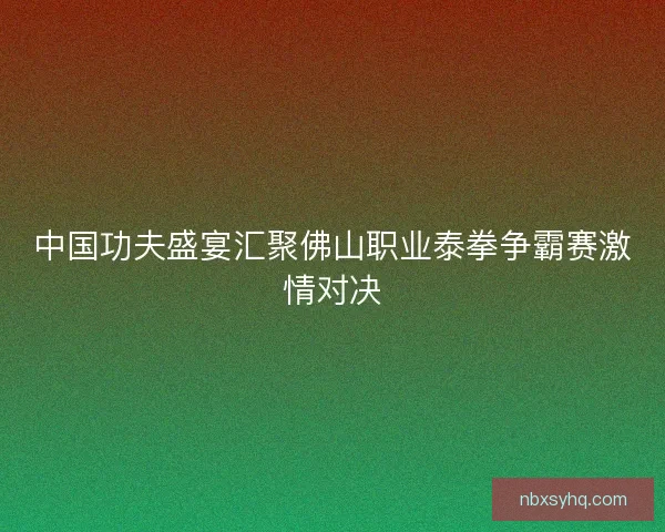 中国功夫盛宴汇聚佛山职业泰拳争霸赛激情对决
